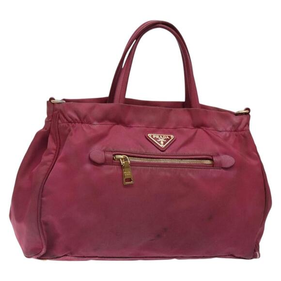 PRADA Hand Bag Nylon Pink Gold - Picture 1 of 13